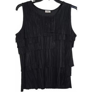 Creative Design Works Black Sleeveless Pleated Layered Top